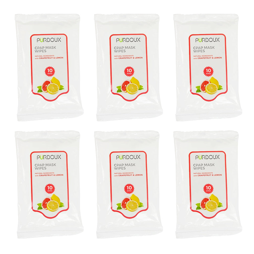 Purdoux CPAP Mask Wipes - Grapefruit & Lemon - 6-Pack