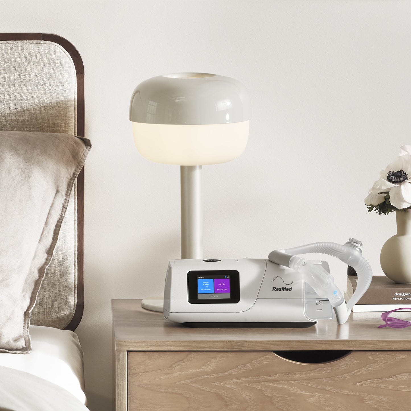 AirCurve 11 BiPAP Machine with N30i CPAP Mask in Bedroom