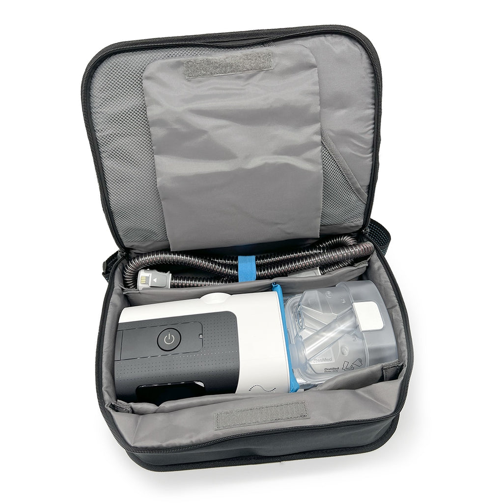 Airsense 11 CPAP Travel Bag Open with Machine in it 