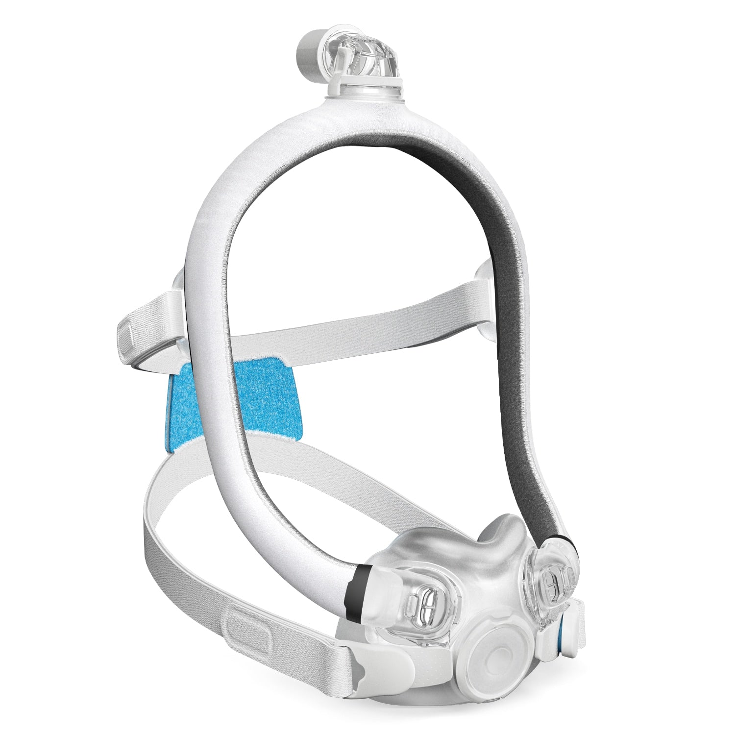 CPAP mask with headgear on a white background
