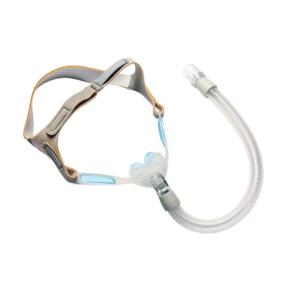 CPAP mask with hose on a white background
