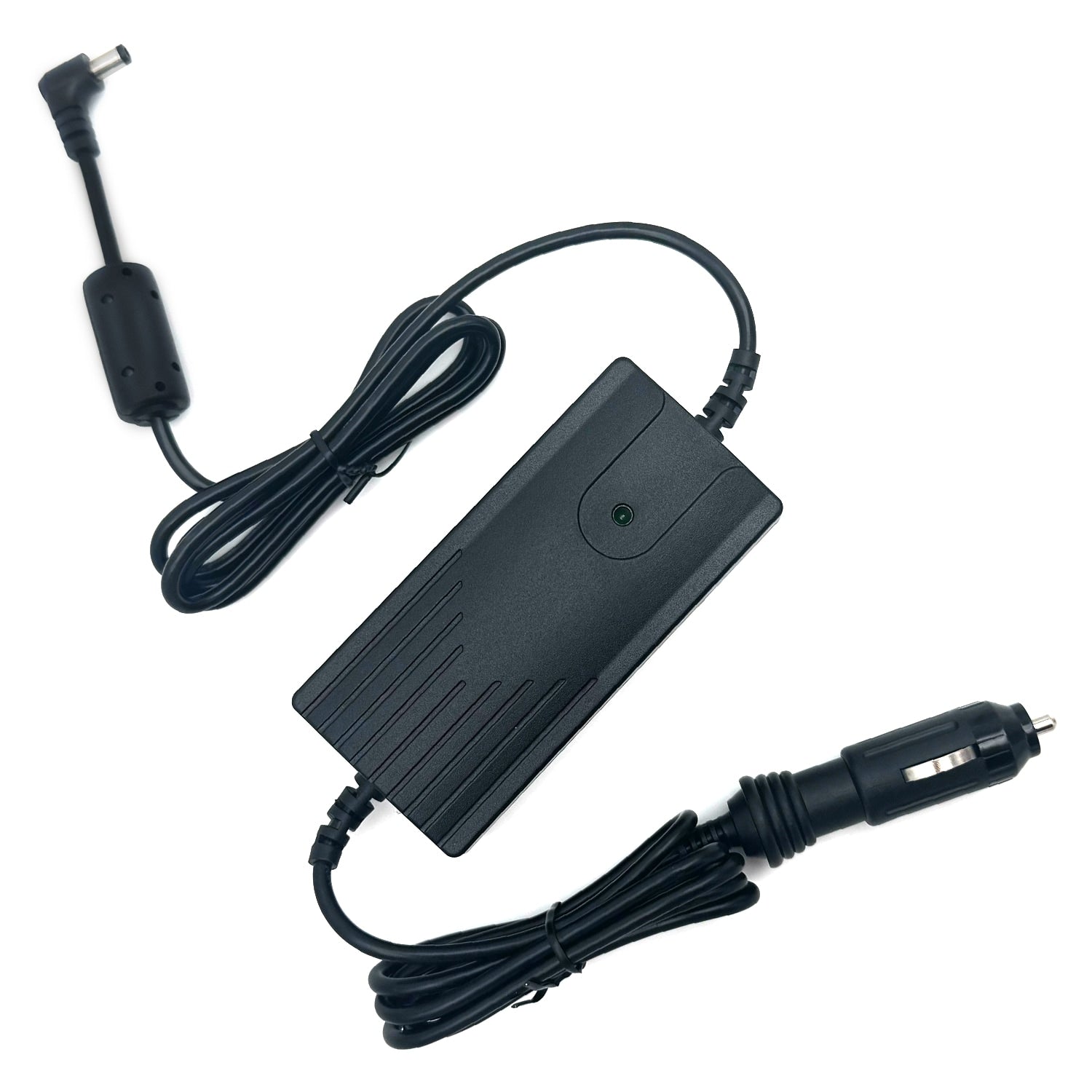 A 12V DC power supply for a portable oxygen concentrator, featuring a cigarette lighter adapter and a power cord.