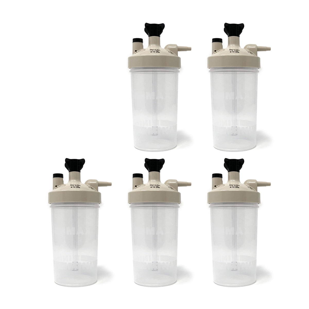 Salter 7900 Tan Lid Bubble Humidifier for High Flow Oxygen 5-Pack