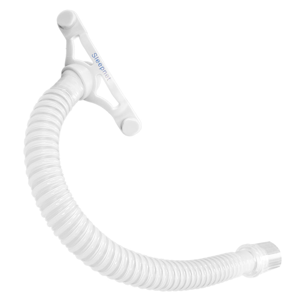 White hose for a CPAP machine on a white background