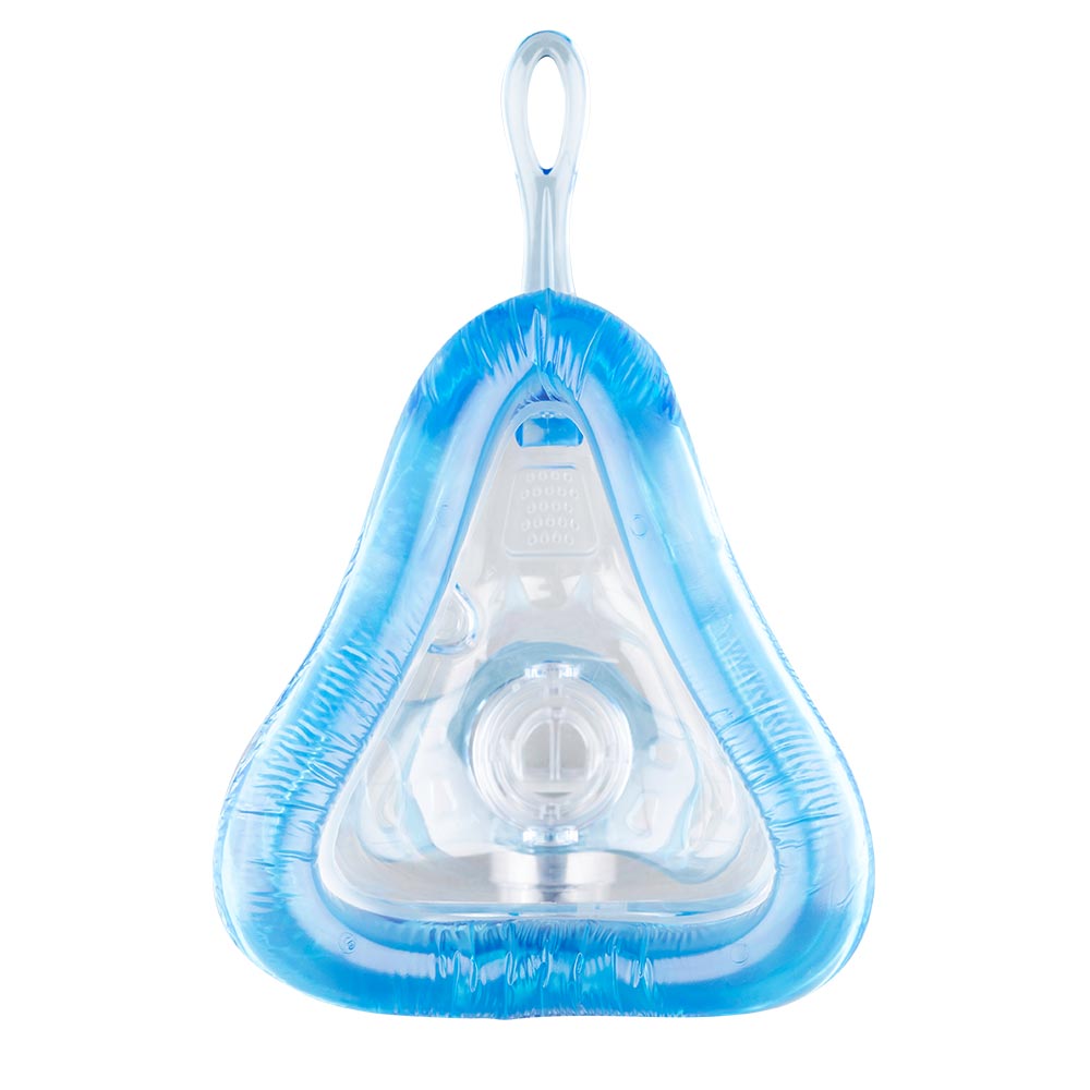 Blue and clear plastic device on a white background