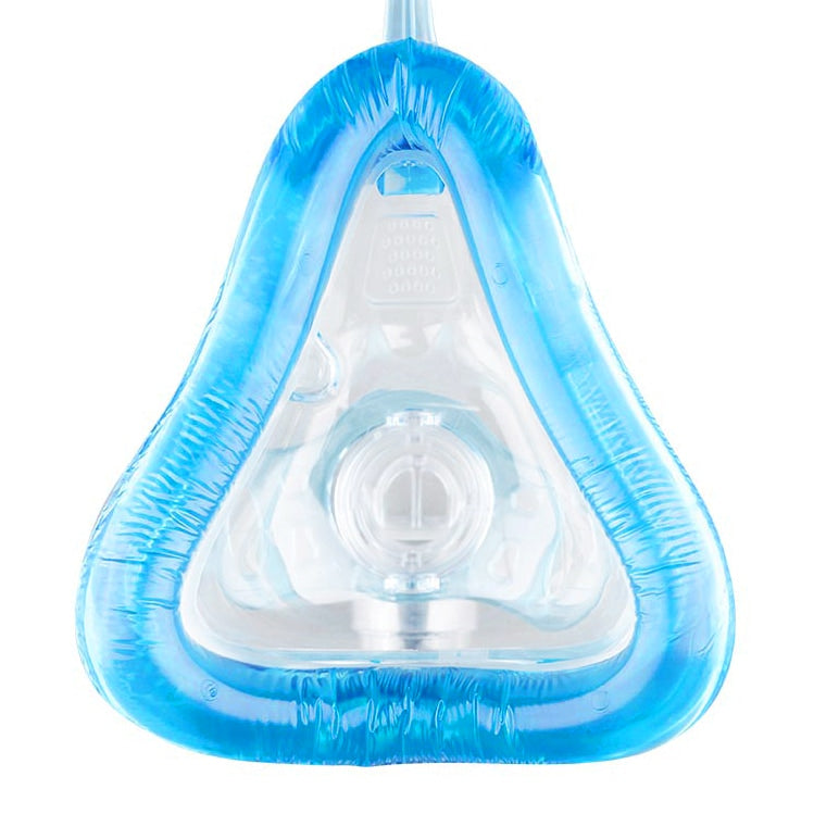 Blue and clear CPAP MASK on a white background