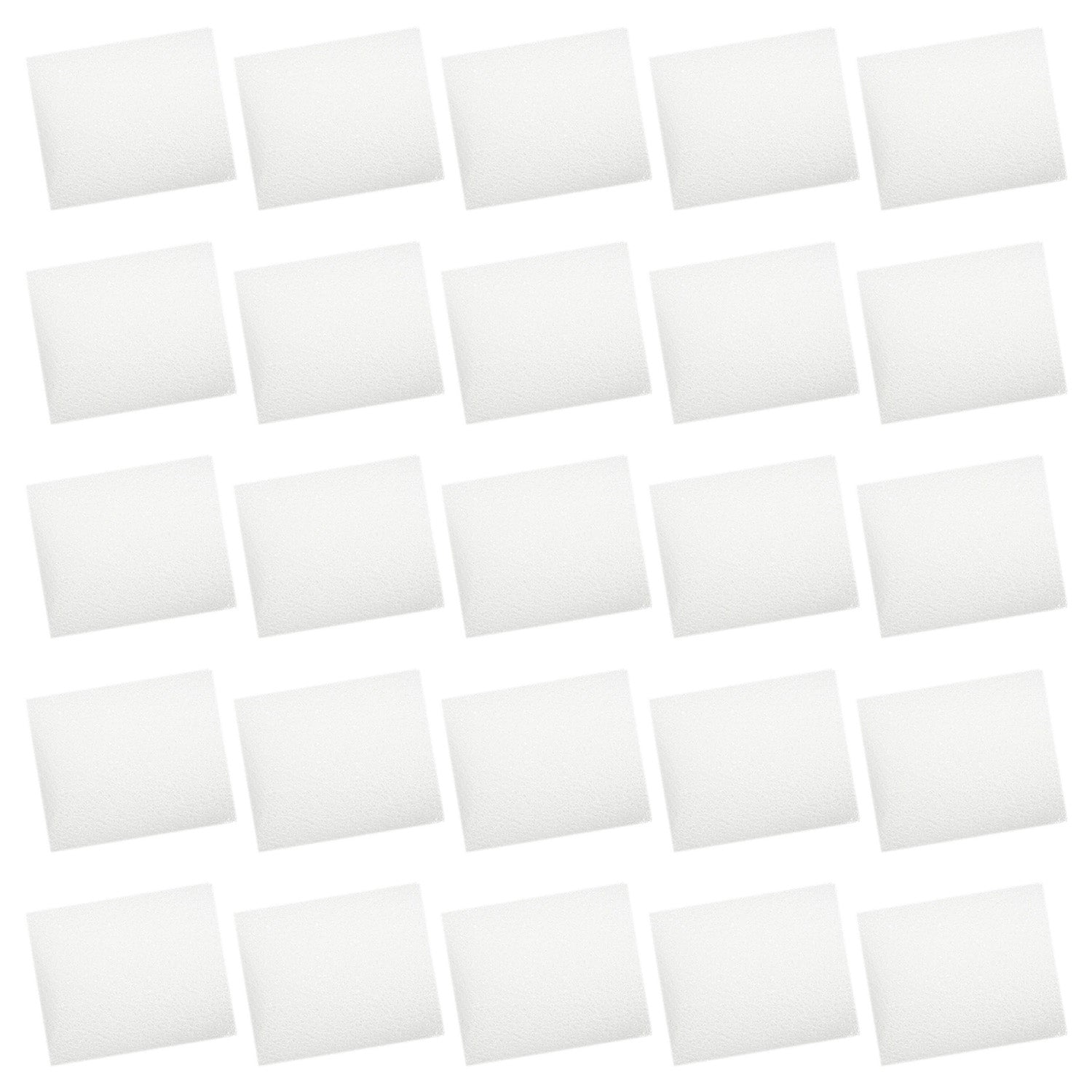 Multiple white square filters arranged in a grid on a white background