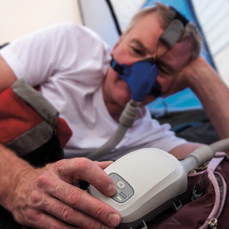 SleepWeaver Advance CPAP Mask Shown with Transcend CPAP Camping