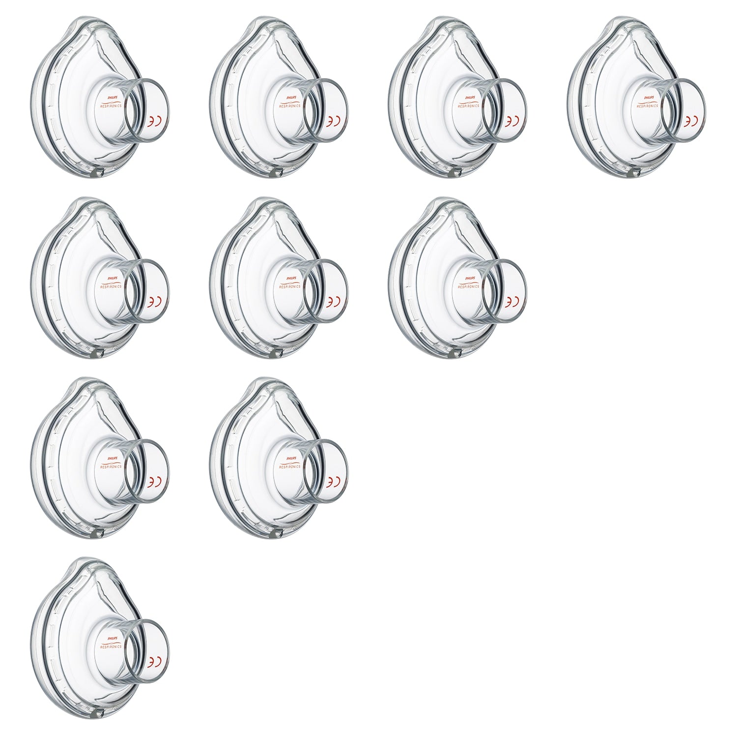 Set of 10 Lifetouch Masks  on a white background