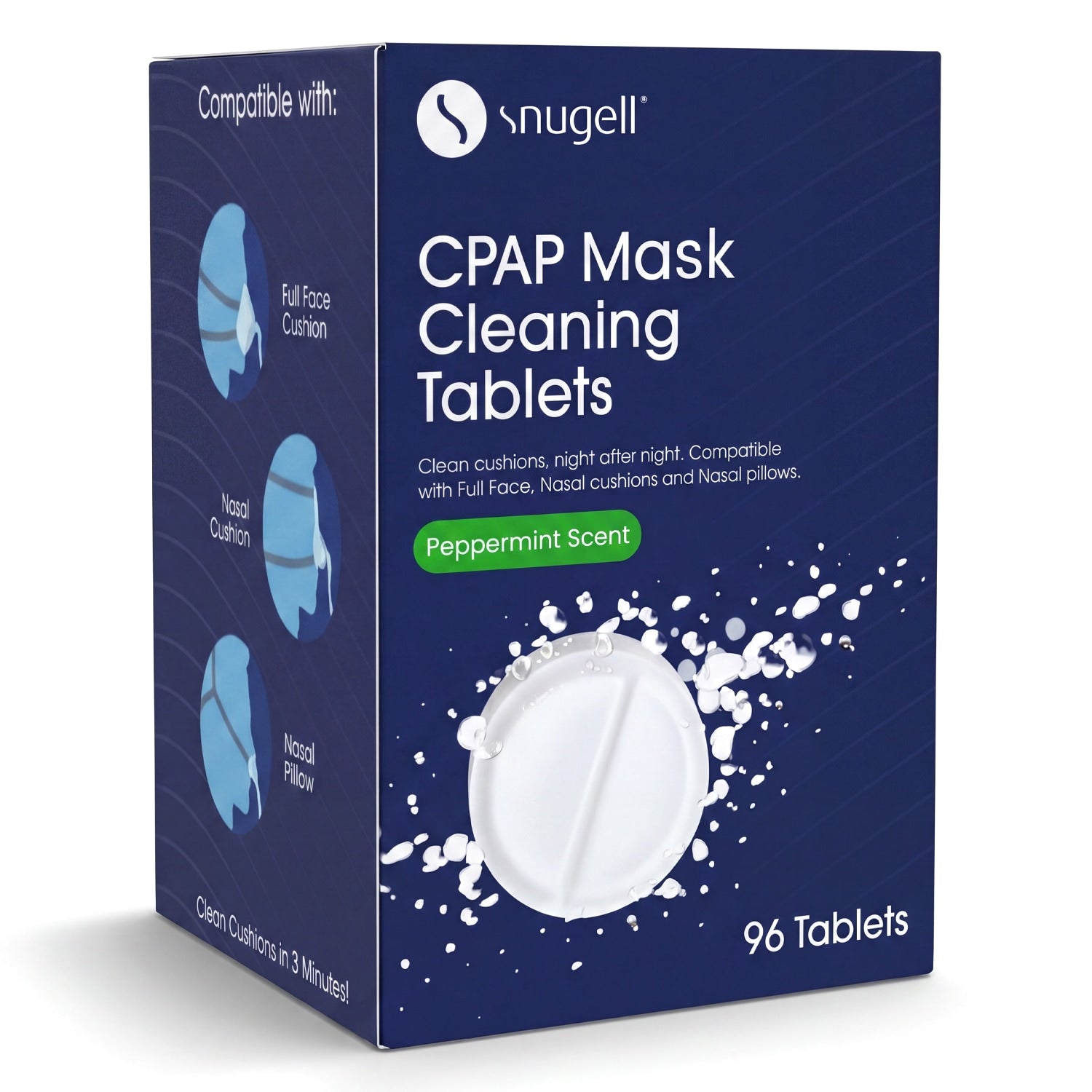 A box of Snuggle CPAP mask cleaning tablets 