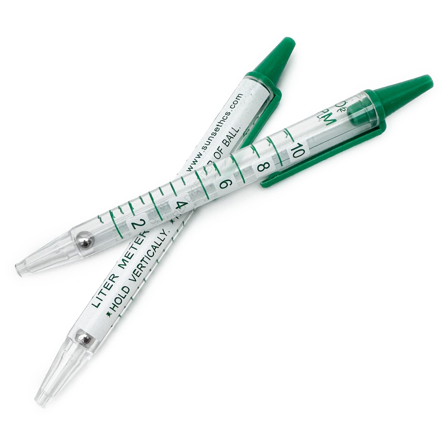sunset oxygen liter flow meters showing measurements and labeling