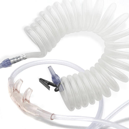 Vanish Nasal Cannula with Tidy Tube Coiled Self-Retracting Oxygen Supply Tubing
