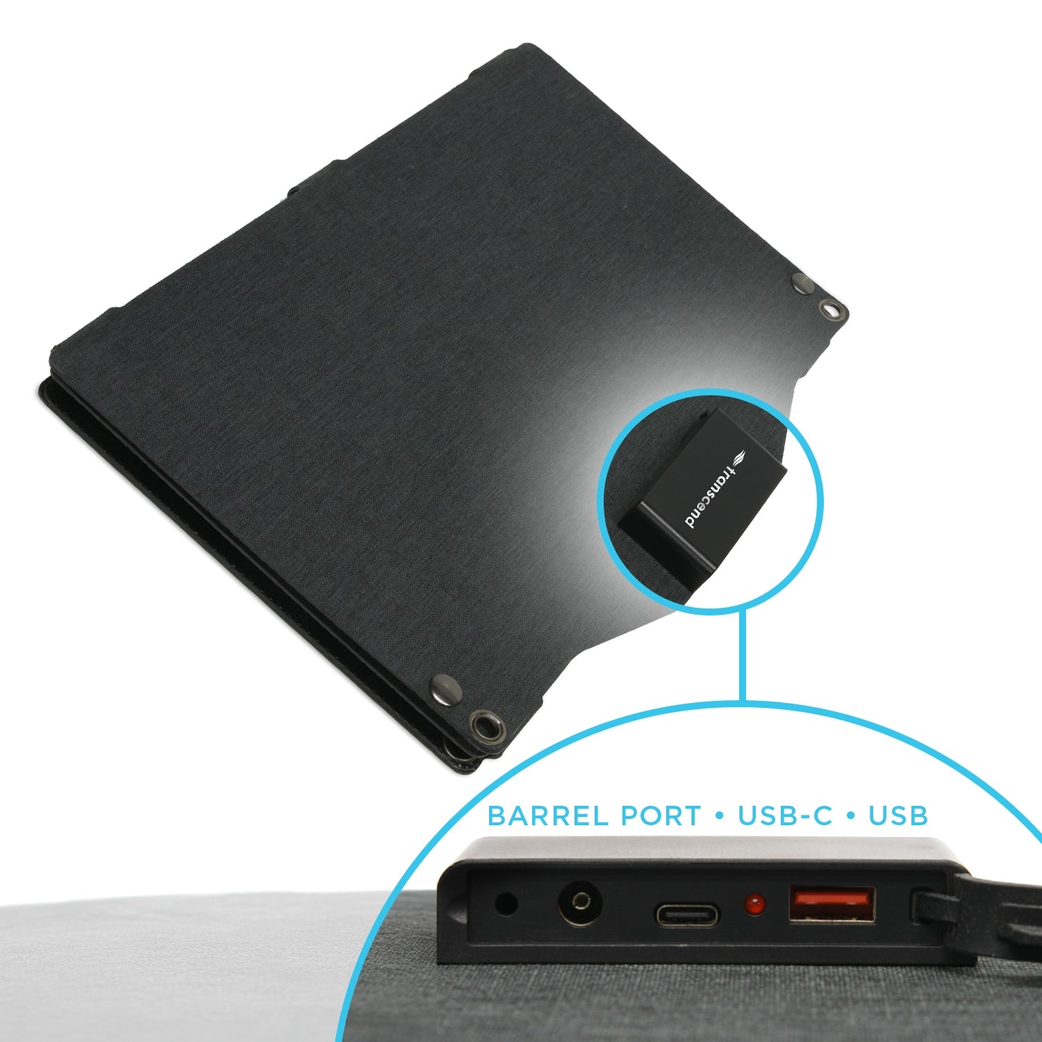 Transcend Solar Charger with outlet view 