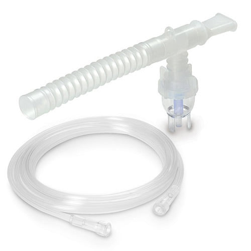 Clear plastic tubing with connectors on a white background