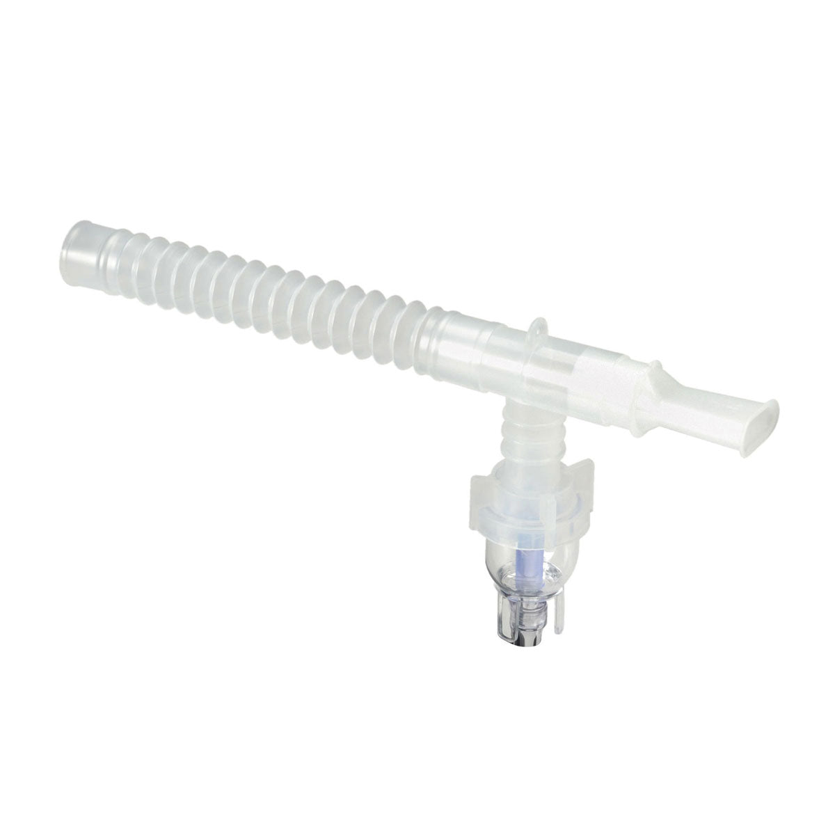 Clear plastic valve with hose on a white background