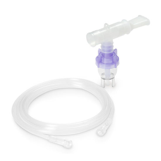 Reusable Nebulizer Mouth Piece with tubing on a white background