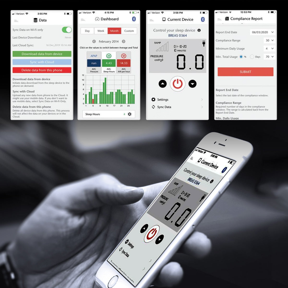 z2 cpap software screens