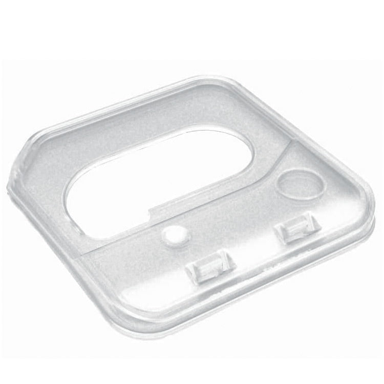 Clear plastic lid on a white background