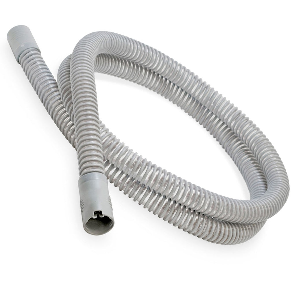 Gray flexible hose on a white background