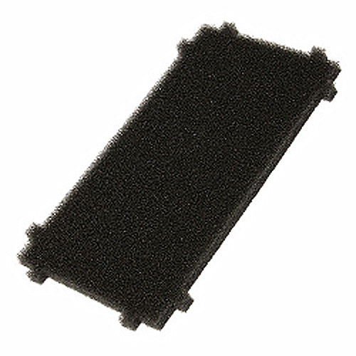 Black rectangular foam filter on a white background