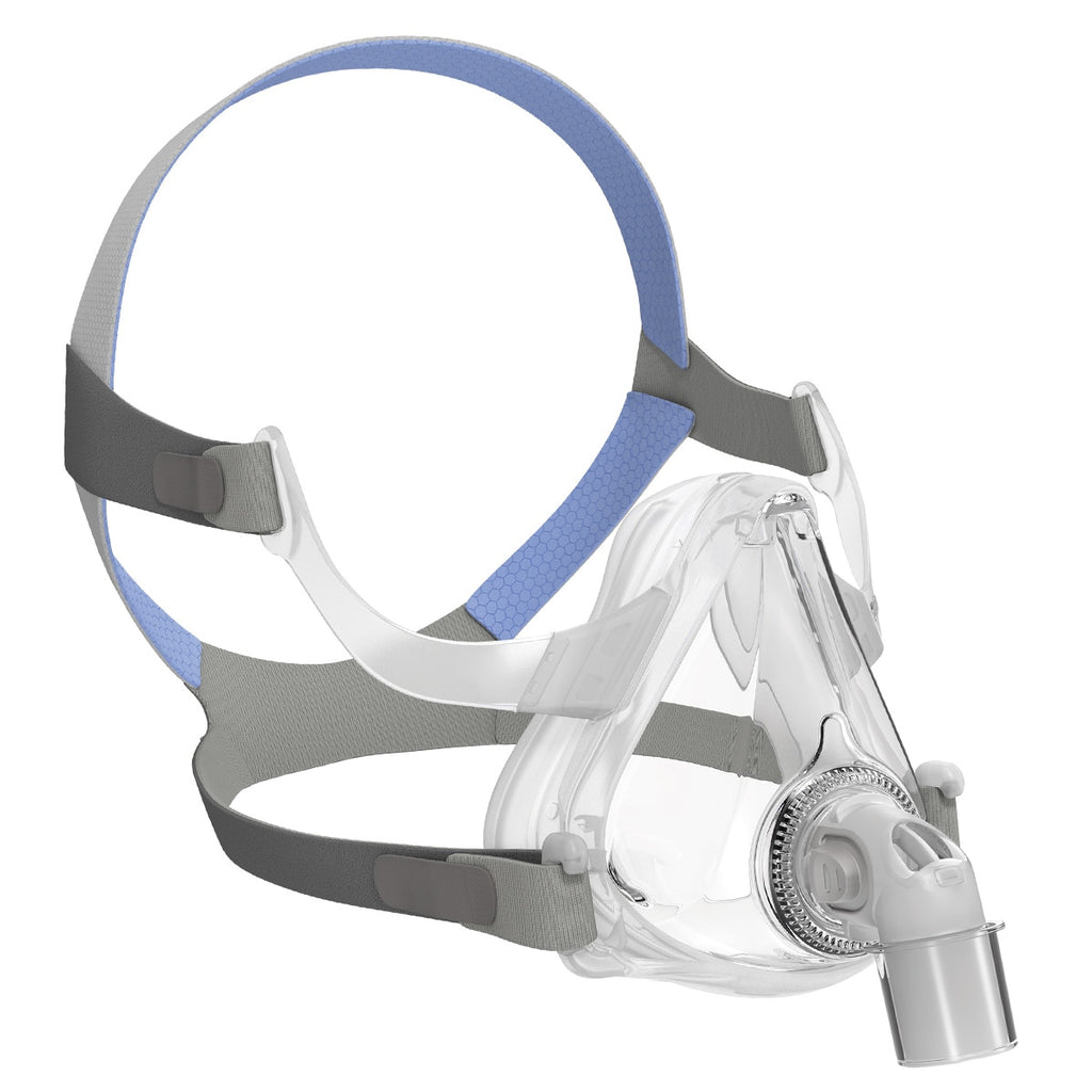 AIrfit F10 CPAP mask with headgear on a white background
