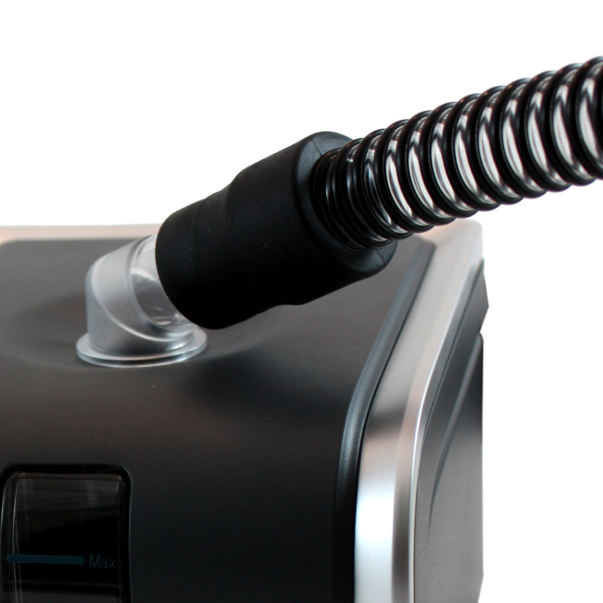 react health black ultra noir 6 foot cpap bipap tubing connected to cpap machine