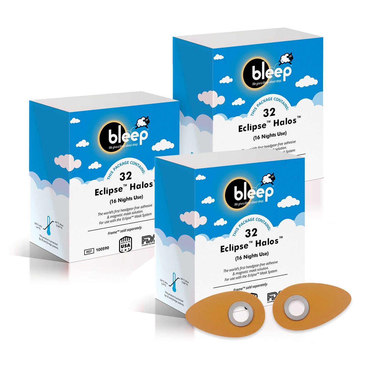Bleepe Bleep Eclipse Halos Adhesive Patches for Eclipse CPAP/BiPAP Mask Inter ...