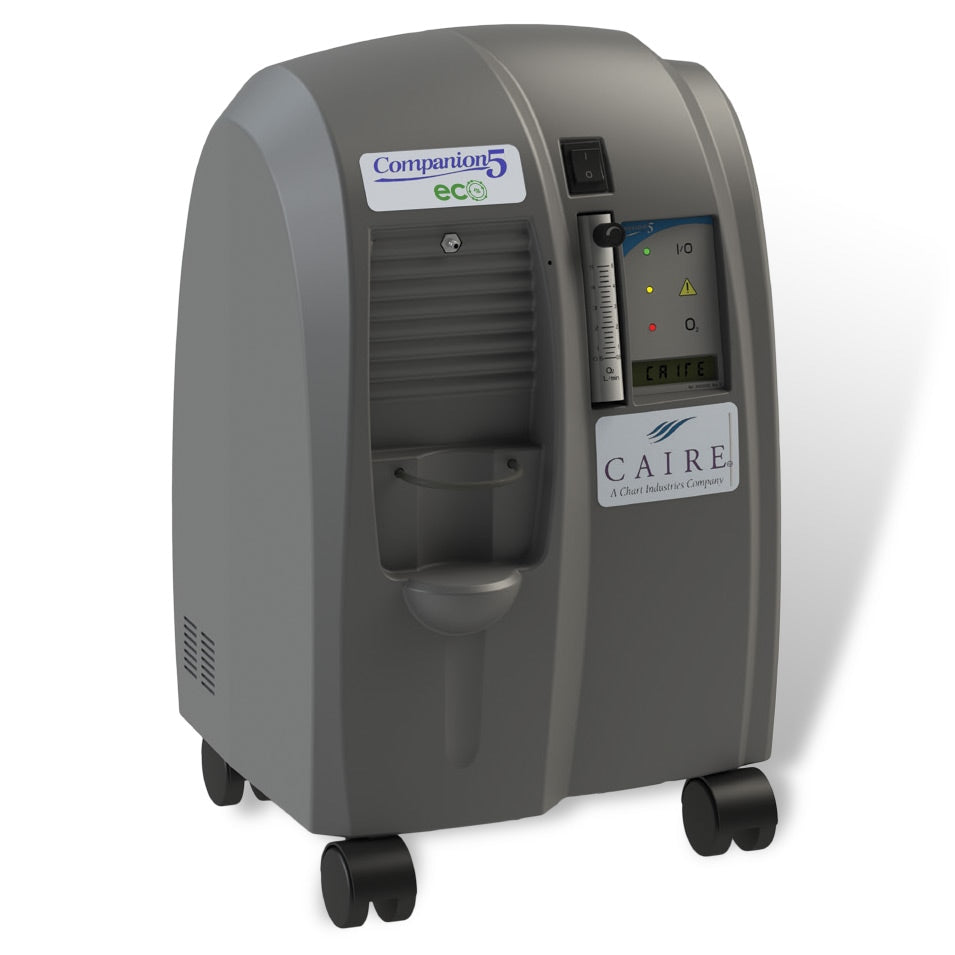 Caire Companion eco oxygen concentrator on a white background