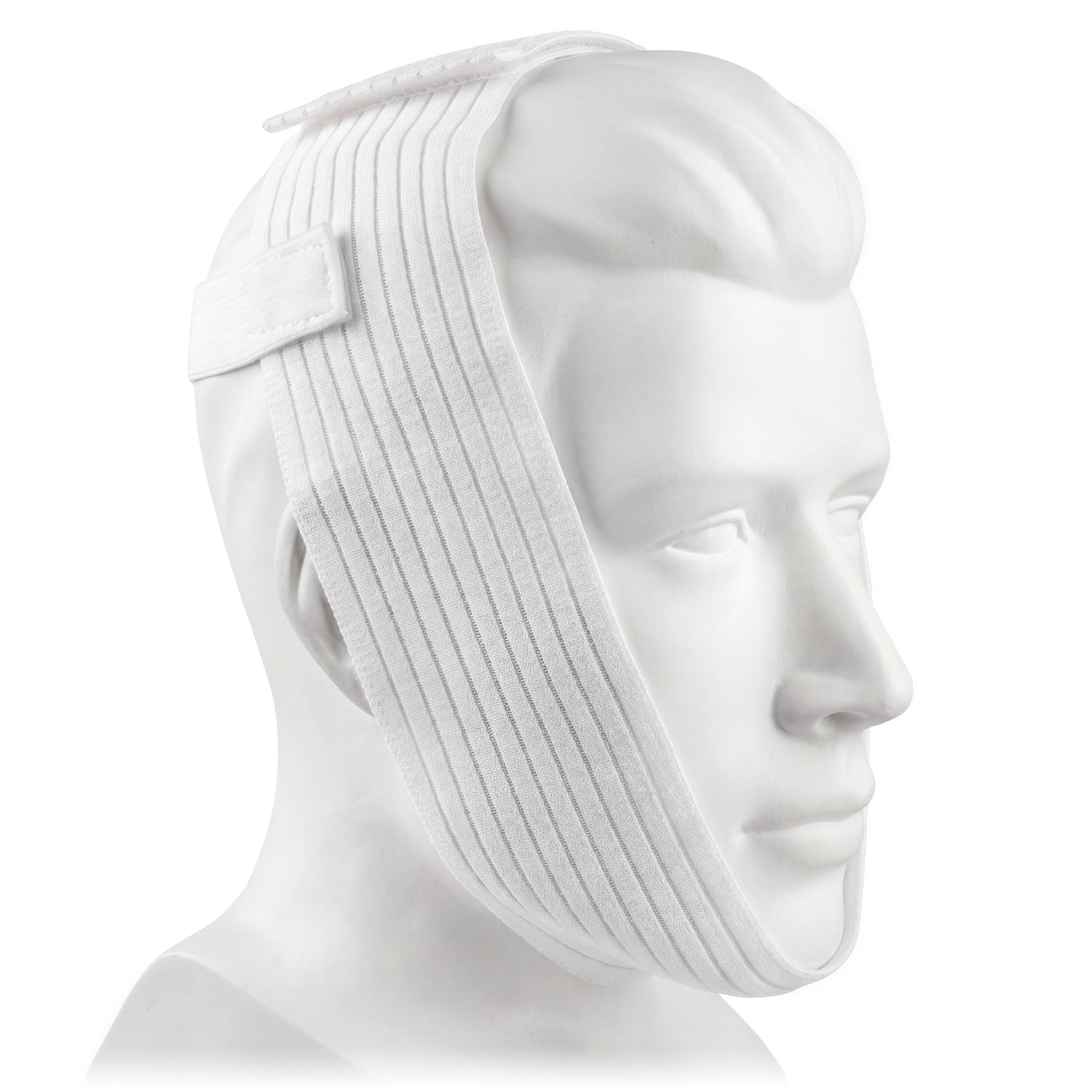 Deluxe CPAP Chinstrap on a mannequin head against a white background