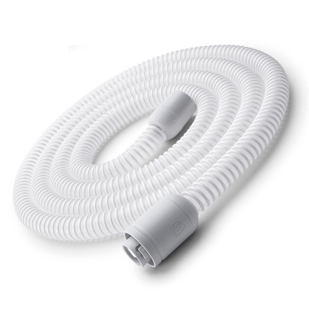 White hose with connectors on a white background