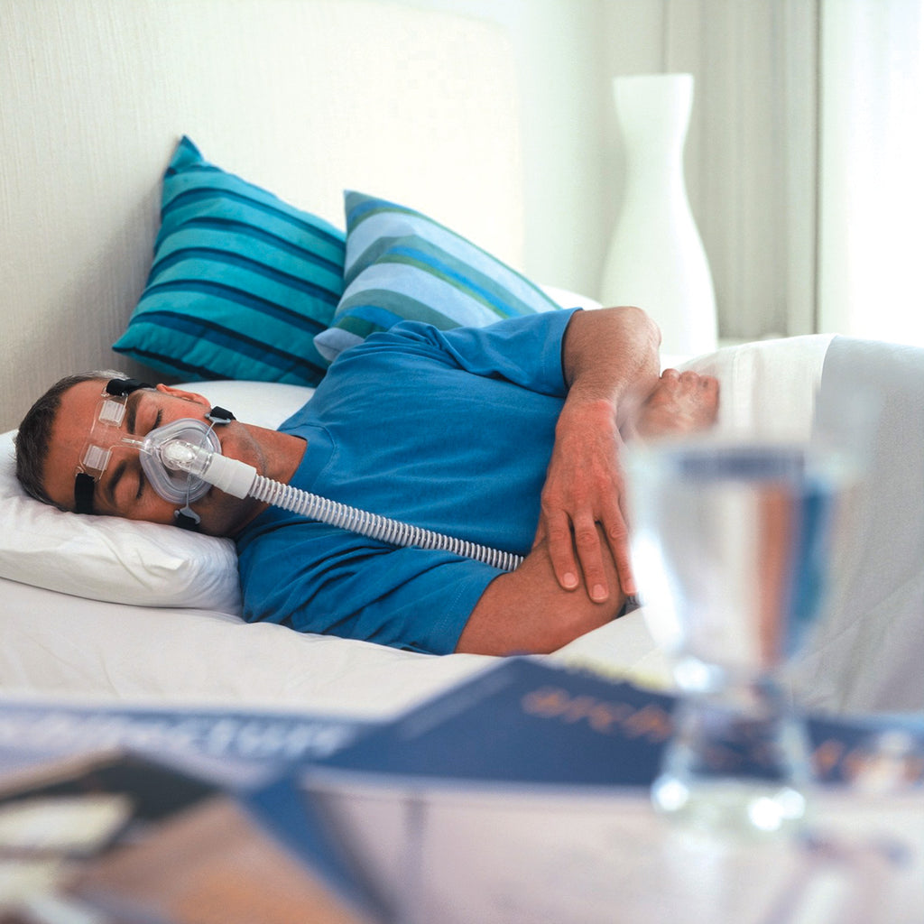 Man In Bed wearing FlexiFit 405 CPAP Mask 