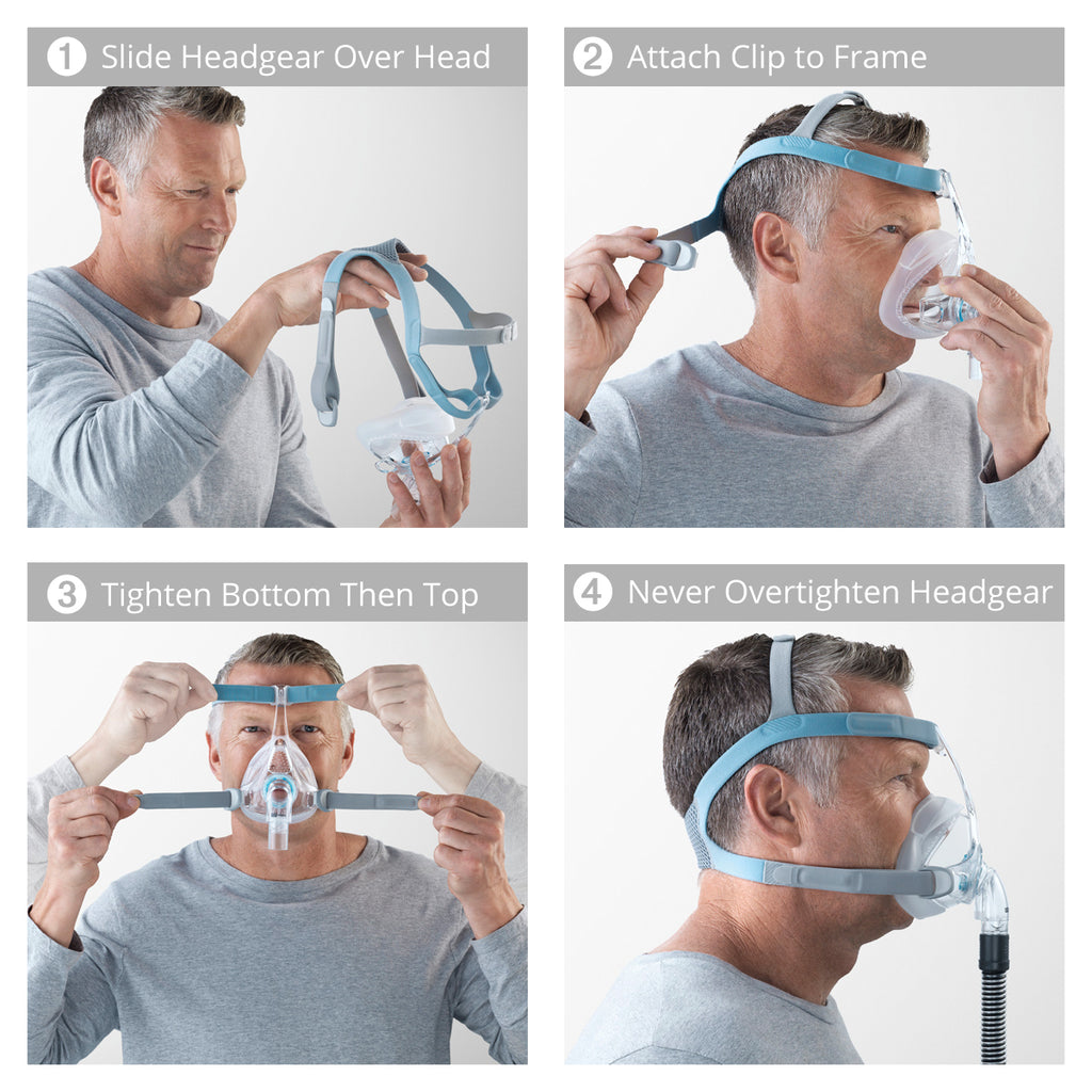 Man Showing How to Put on a Vietra CPAP Mask 