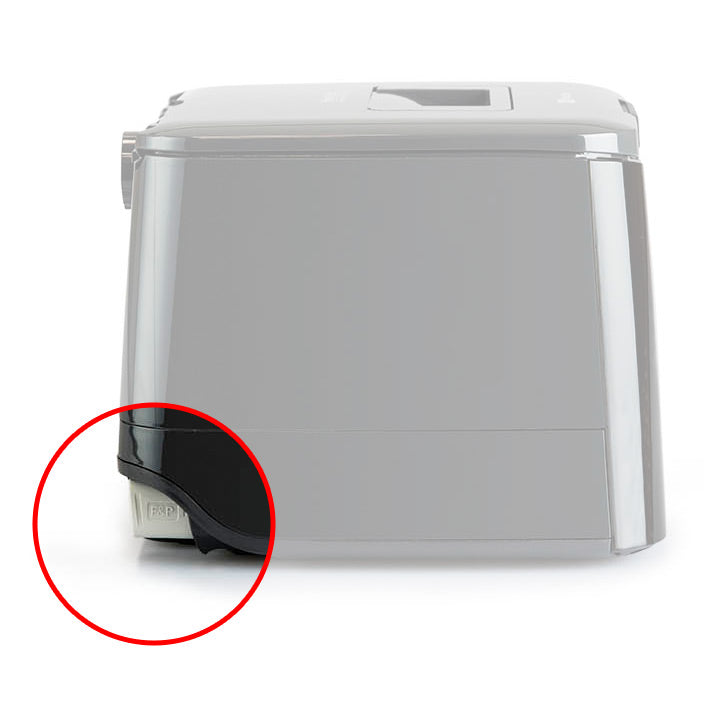 Gray electronic device with a red circle highlighting an infoUSB installed on a white background