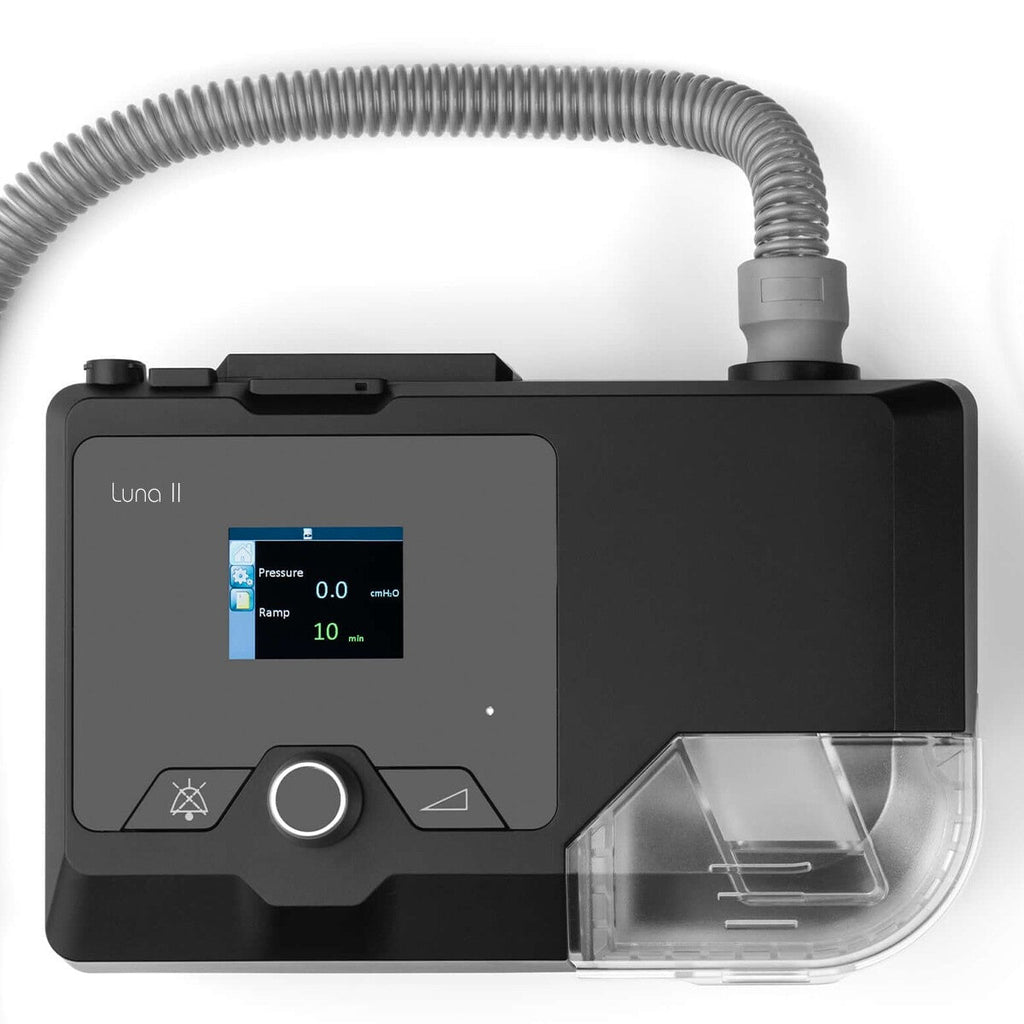 Luna II CPAP Machine Top View with Tube