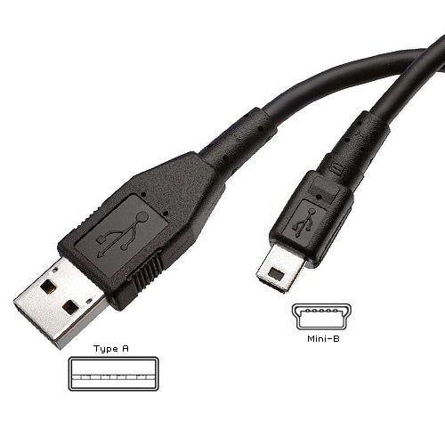 USB 2.0 Cord with Male Type A to Male Type Mini B Connectors