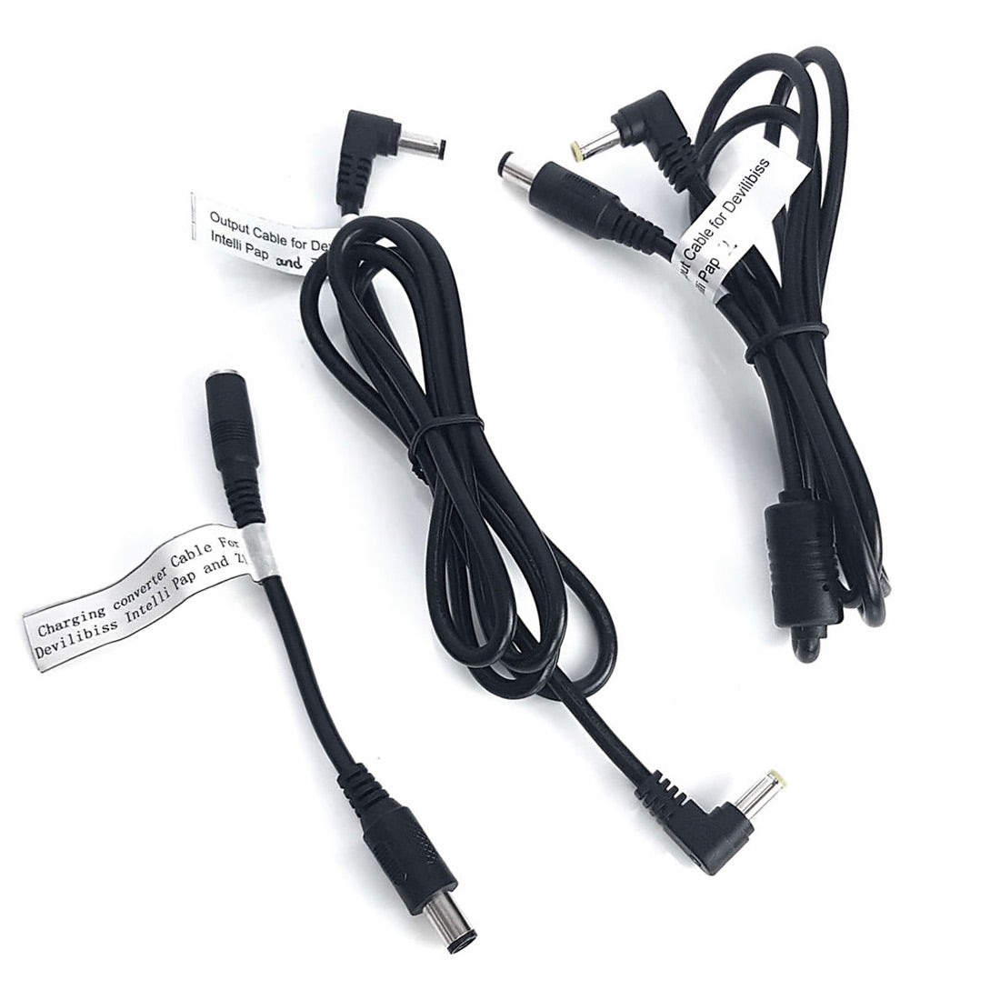 Two black cables with connectors on a white background