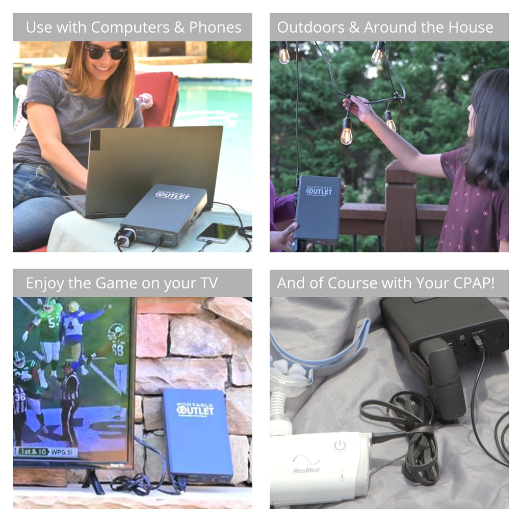 Four pictures of Portable Outlet battery for use with CPAP and other items 