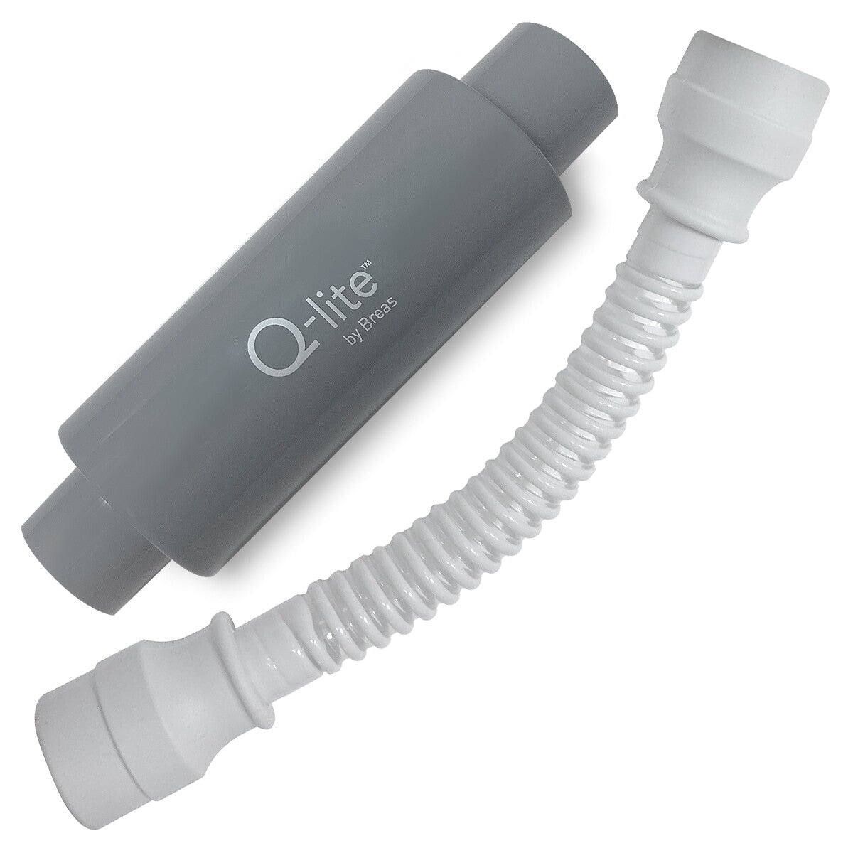 Gray and white Q-lite by Bress lighter on a white background