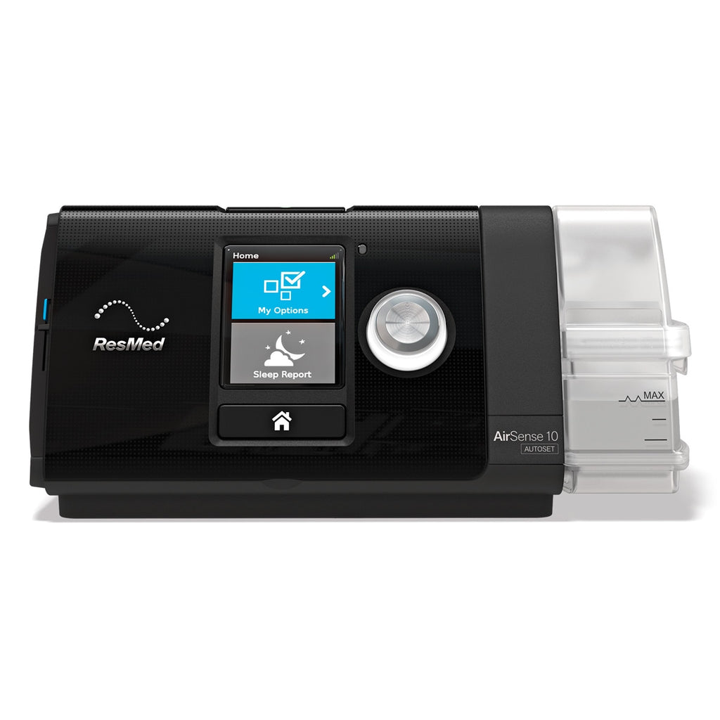 ResMed CPAP machine on a white background
