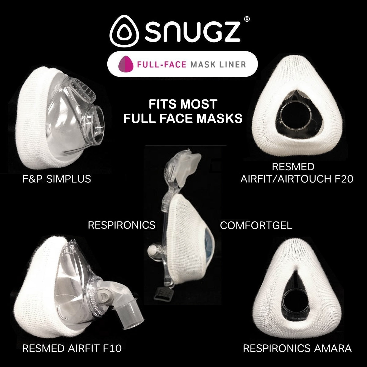 Snugz CPAP/BiPAP Mask Liners for Full Face Masks (2 Pack)