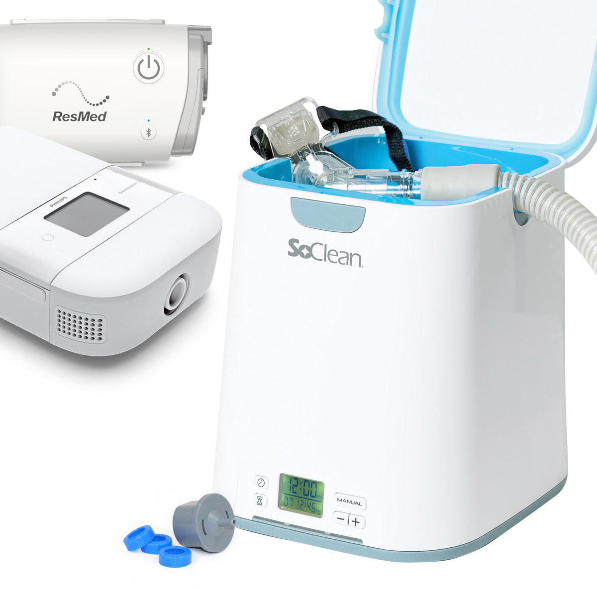 SoClean Sanitizer with an AirMini CPAP Machine next to it 