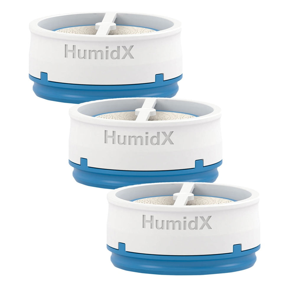 Three HumidX humidifier filters on a white background