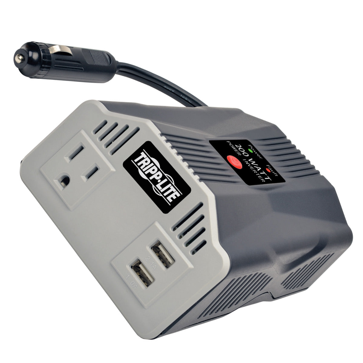 TRIPP LITE PowerVerter 200-Watt Ultra-Compact Power Inverter with 12V DC Cord & USB Charging Ports